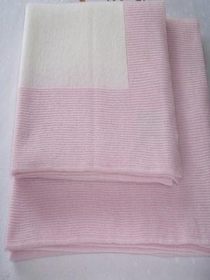Pink and White Cashmere Baby Blanket (60 x 90cm)